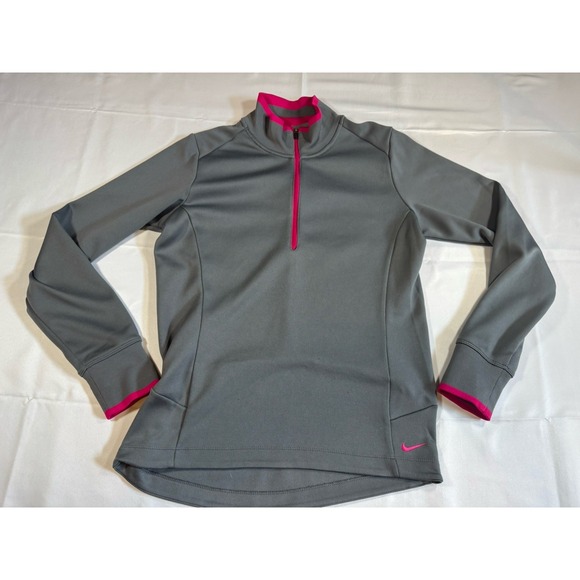 Nike Tops - Women's Nike Dri Fit Size M Quarter Zip Pullover Gray Pink Golf Activewear Run